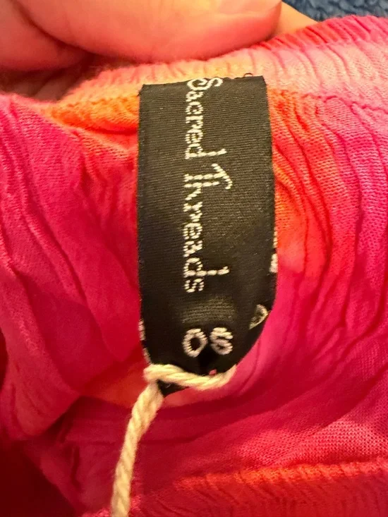 Sacred Threads Pink & Orange Tie-Dye Tiered Midi Skirt - Picture 6 of 8